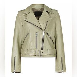 ALLSAINTS Balfern Leather Biker Jacket Size 2 In Green New